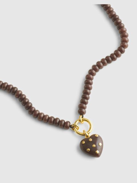 Madewell Semiprecious Polka-Dot Heart Beaded Charm Necklace