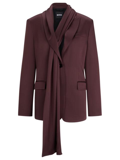 BOSS SINGLE-BREASTED BLAZER WITH SCARF DETAIL