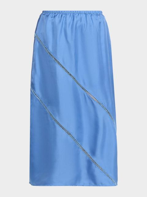 diotima Tobago Lattice-Inset Silk Midi Skirt