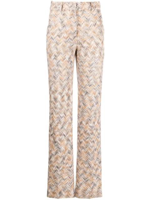 zigzag-knit straight-leg trousers