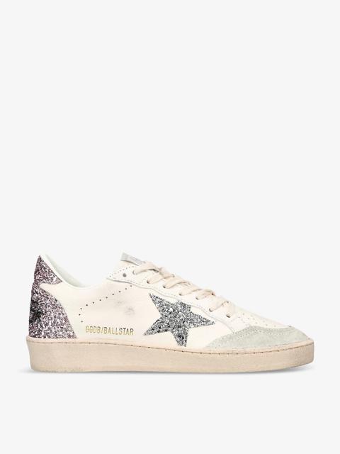 Ballstar 80184 glitter-embellished leather low-top trainers