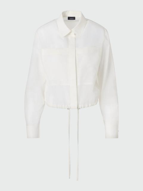 AKRIS Cotton Drawstring Collared Blouson Shirt