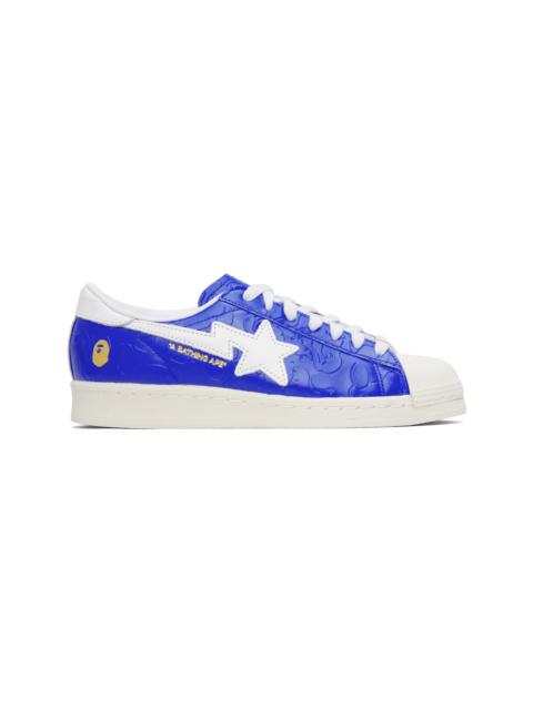 A BATHING APE® Blue & White adidas Originals Edition SSTR Sneakers