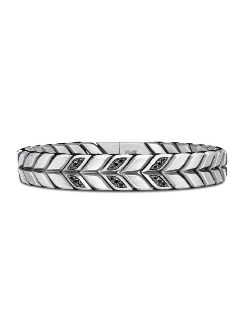 DAVID YURMAN Men's Chevron Woven Bracelet with Pavé Black Diamonds - Black
