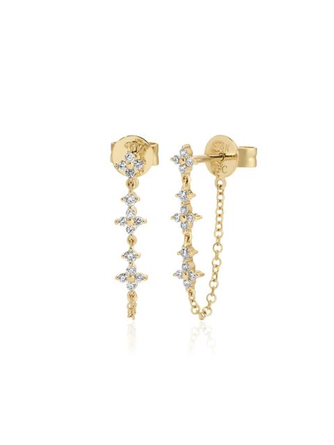 EF Collection Fleur 14K Yellow Gold Diamond Chain Earrings