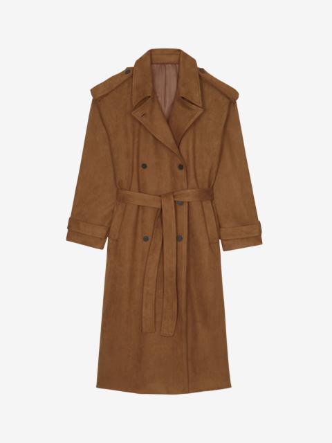 The Frankie Shop Lulea Faux Suede Trench Coat - Camel