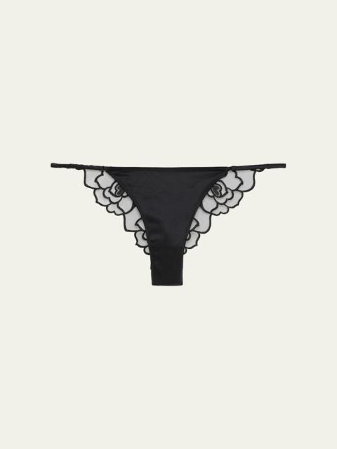 KIKI DE MONTPARNASSE Petite Chou Charmeuse & Embroidered Tulle Panties