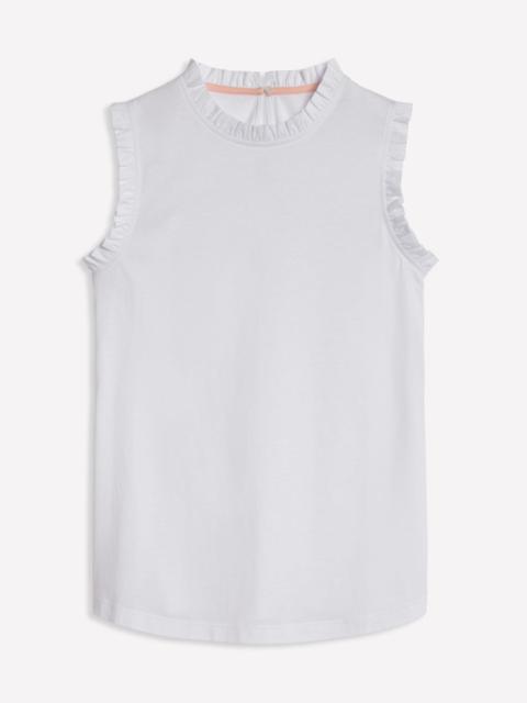 BODEN Supersoft Frill Detail Vest-White