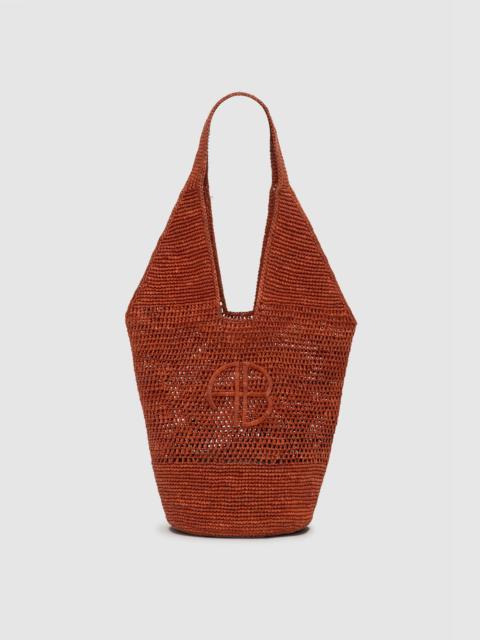 ANINE BING Leah Logo Hobo Raffia - Red Terracotta