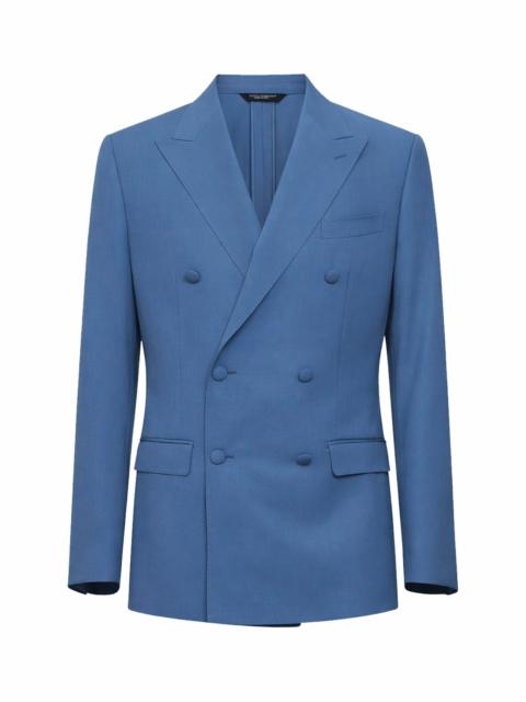 Dolce & Gabbana Avio blue wool poplin double-breasted jacket