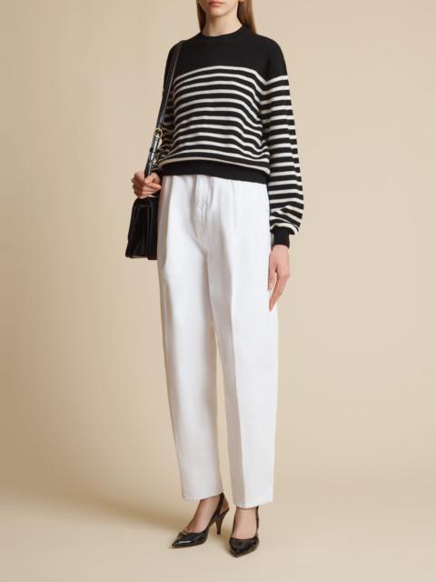 KHAITE The Viola Sweater in Black and Ivory Stripe