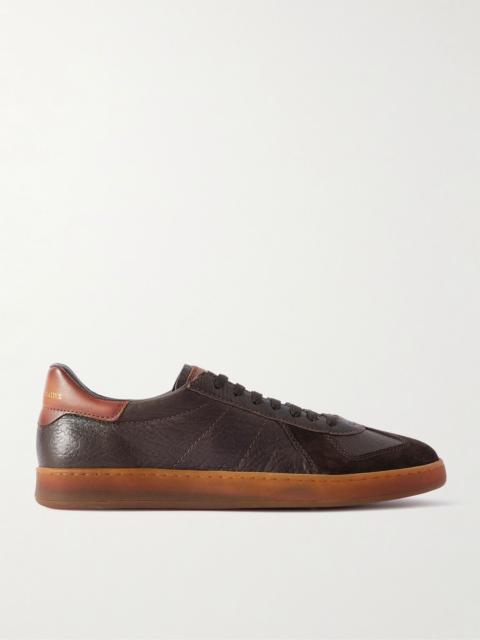 OFFICINE CREATIVE Militia 001 Suede-Trimmed Full-Grain Deerskin Sneakers Dark brown