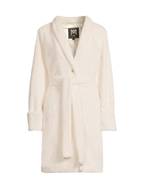 MILLY Women's Faux Mink Wrap Coat - Winter White