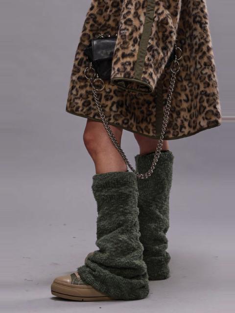 R13 KURT HIGH TOP SNEAKER WITH WARMER - WASHED OLIVE PLAIN KNIT