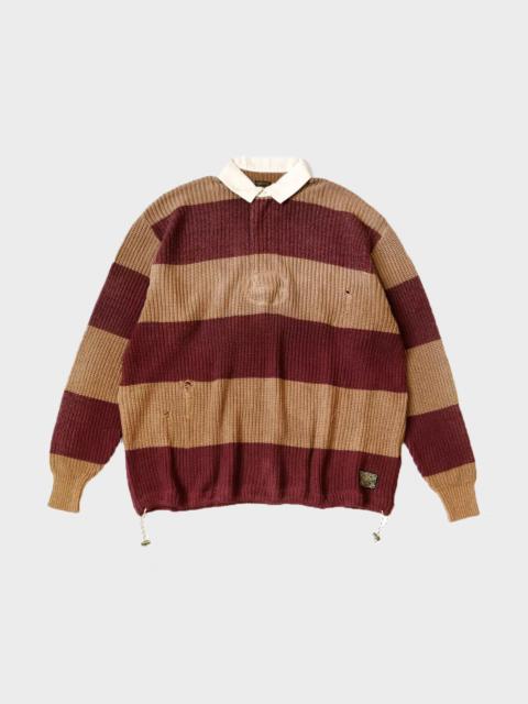 Kapital 5G Cotton Knit RUGGER Shirt - Brown/Ecru