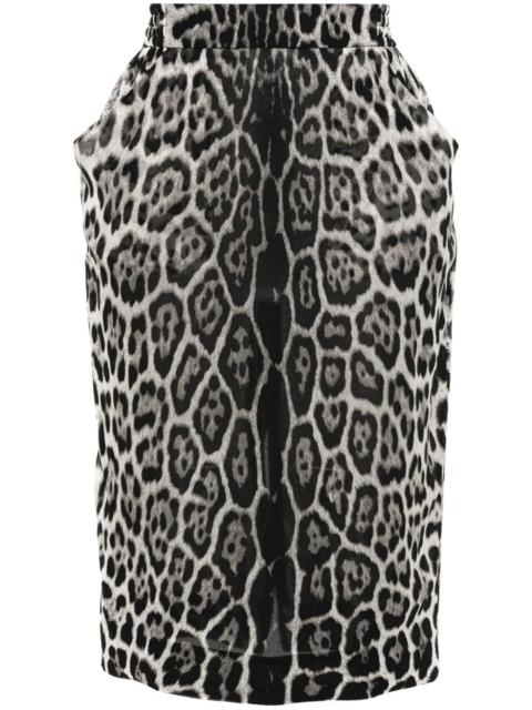 SAINT LAURENT leopard-print silk skirt