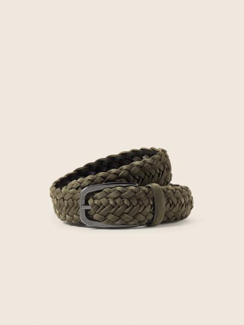 ZEGNA DARK OLIVE GREEN NUBUCK BELT