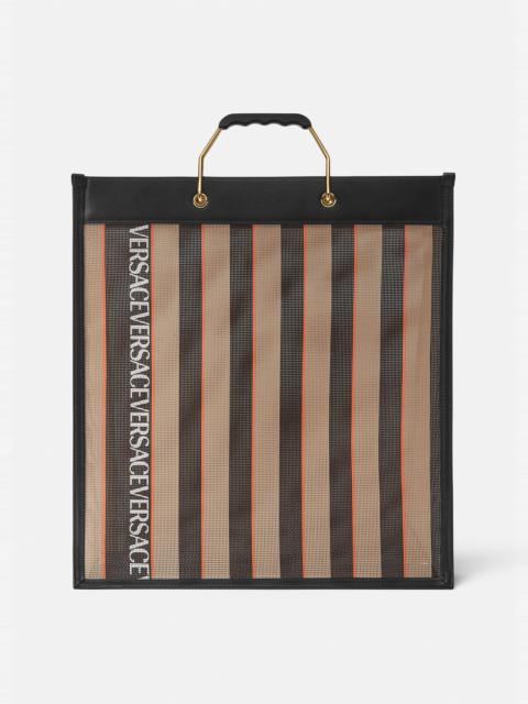 VERSACE Striped Versace Shopper Tote Bag