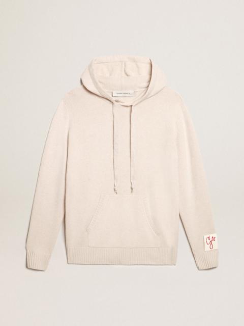 Golden Goose Men’s white cashmere blend sweatshirt with hood