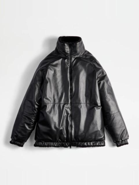 Tod's TOD'S BOMBER JACKET IN LEATHER - BLACK