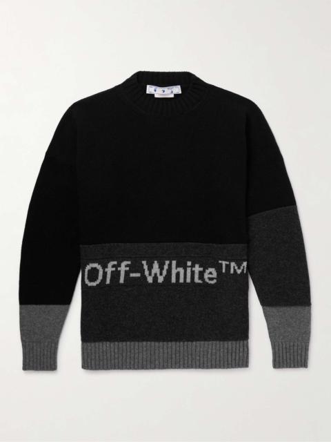 Off-White Logo-Intarsia Colour-Block Wool Sweater
