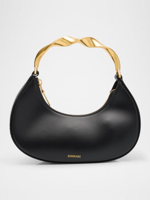 SIMKHAI Nixi Twist Leather Top-Handle Bag