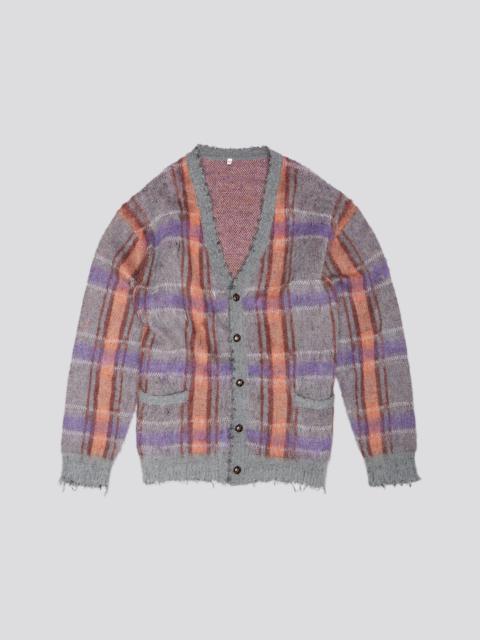 R13 MOHAIR BOYFRIEND CARDIGAN - BROWN//ORANGE/PURPLE MOHAIR PLAID - R13