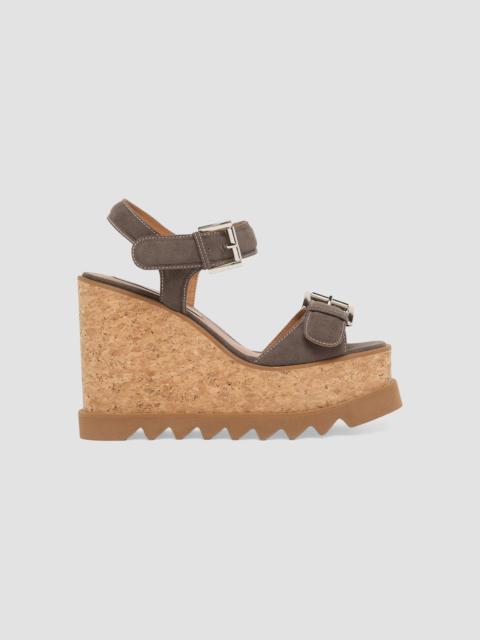Stella McCartney Women's Sneakelyse 120MM Buckle Wedge Sandals - Brandy