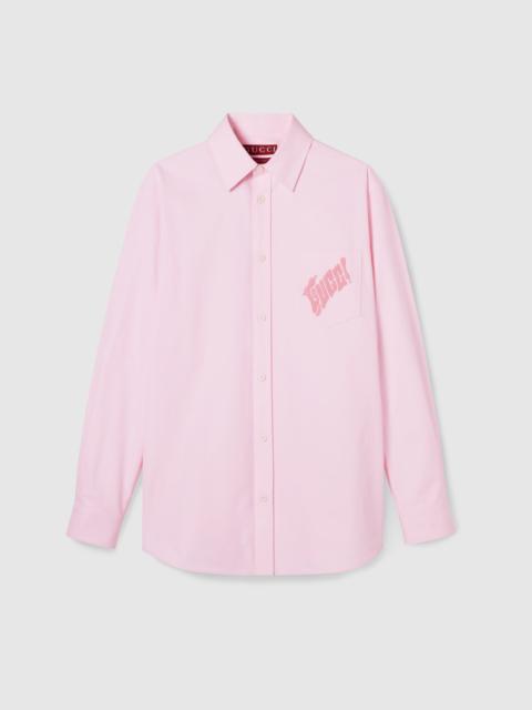 GUCCI Oxford cotton shirt with embroidery
