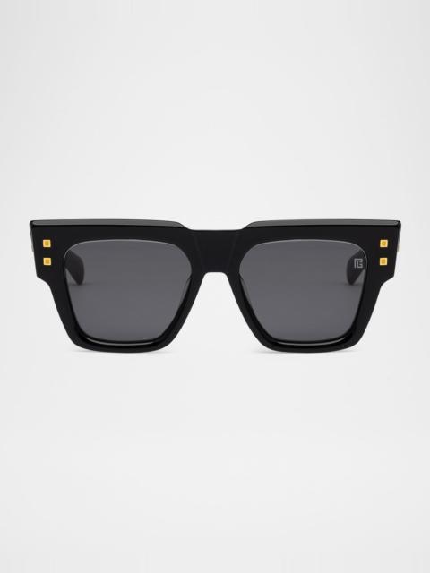 Balmain B-Army Acetate Square Sunglasses