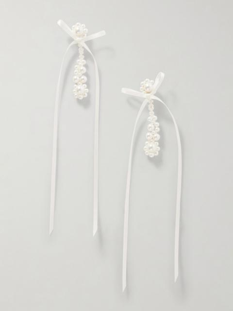 Simone Rocha Victorian bow-detailed pearl-like earrings Multi