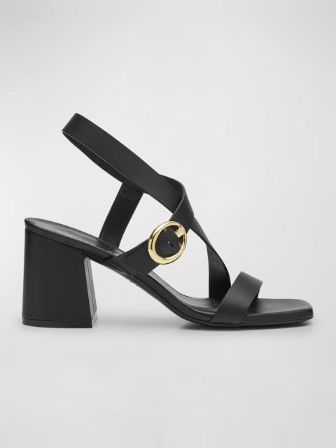 Benni Block-Heel Leather Sandals