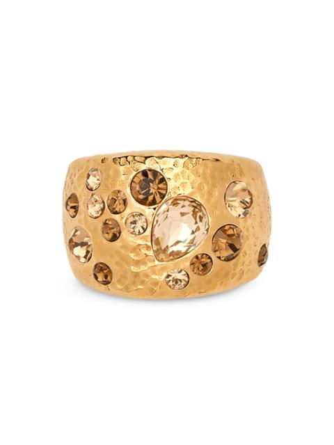 Oscar de la Renta Women's Scramble 24K-Gold-Plated & Glass Crystal Ring - Topaz