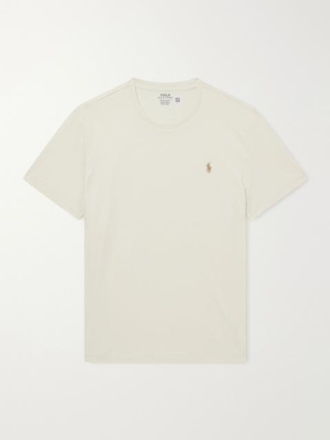 Polo Ralph Lauren Logo-Embroidered Cotton-Jersey T-Shirt Cream