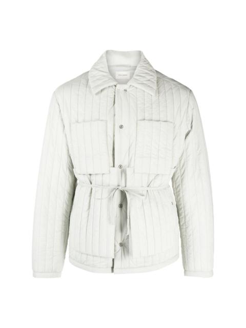 belted quilted shirt jacket