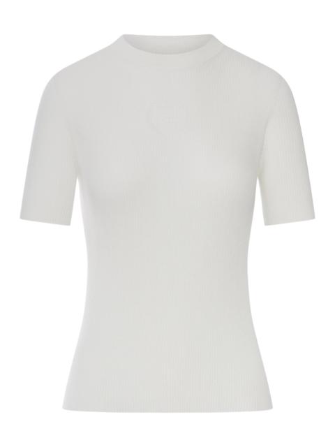 FENDI WHITE COTTON SWEATER WITH FRONT LOGO