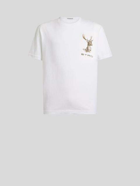 Etro COTTON JERSEY T-SHIRT WITH ETRO EMBROIDERY AND MOOSE PRINT