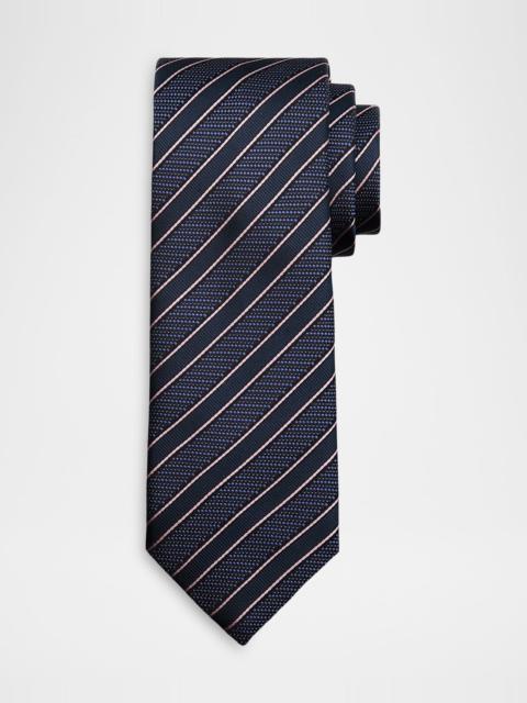 Brioni Men & apos;s Diagonal Stripe Jacquard Silk Tie