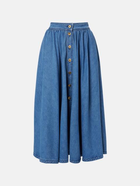 PATOU Denim midi skirt