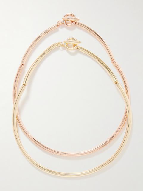 ROXANNE ASSOULIN The Tubular Set Of Two Yellow And Rose Gold-tone Necklaces