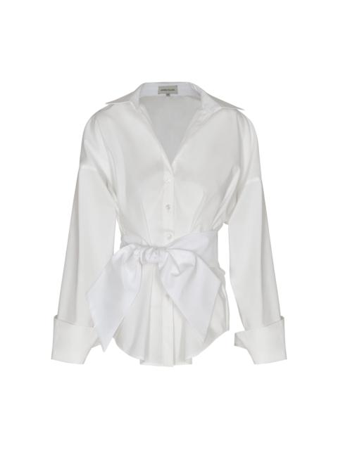 ANDRES OTALORA Ese Momento Bow-Detailed Cotton-Poplin Shirt off-white