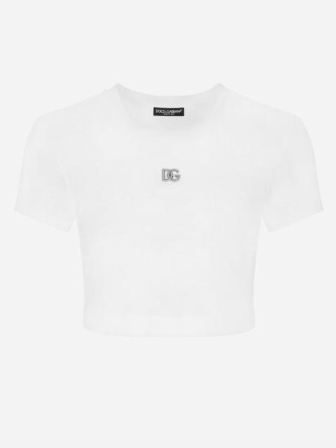 Dolce & Gabbana Cropped jersey T-shirt with DG logo
