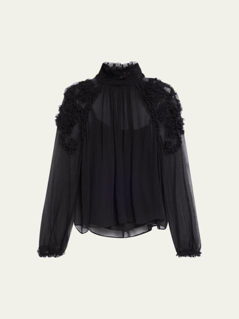 ULLA JOHNSON Magdalena Long-Sleeve Silk Blouse