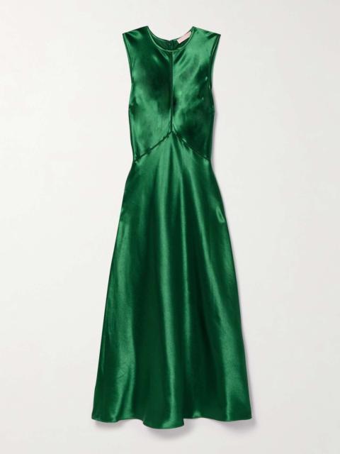 ULLA JOHNSON Lisbet satin midi dress Emerald