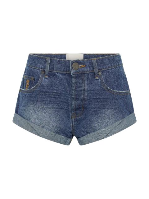 ONE TEASPOON Bandits Low Waist Denim Shorts - Blue Paisley