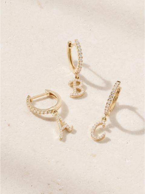 ANITA KO Initial Huggie 18-karat Gold Diamond Single Earring