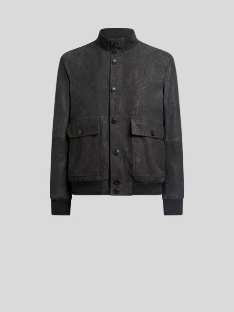 Etro SUEDE BOMBER JACKET WITH ARNICA MOTIF