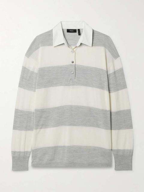 Theory Striped cotton-blend shirt Gray