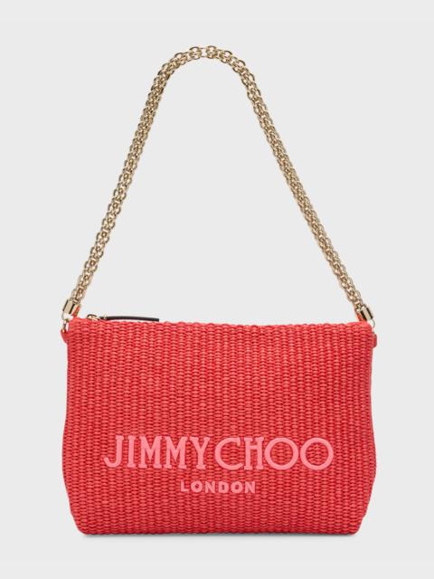 JIMMY CHOO Callie Logo Raffia Shoulder Bag