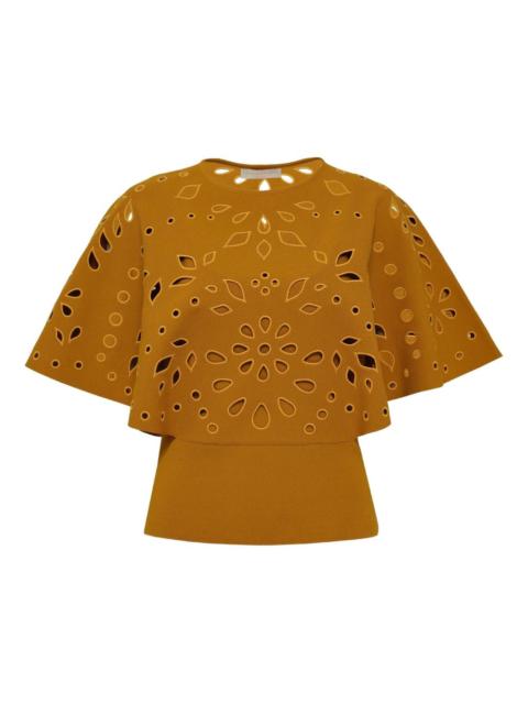 ULLA JOHNSON cape-sleeve laser-cut blouse